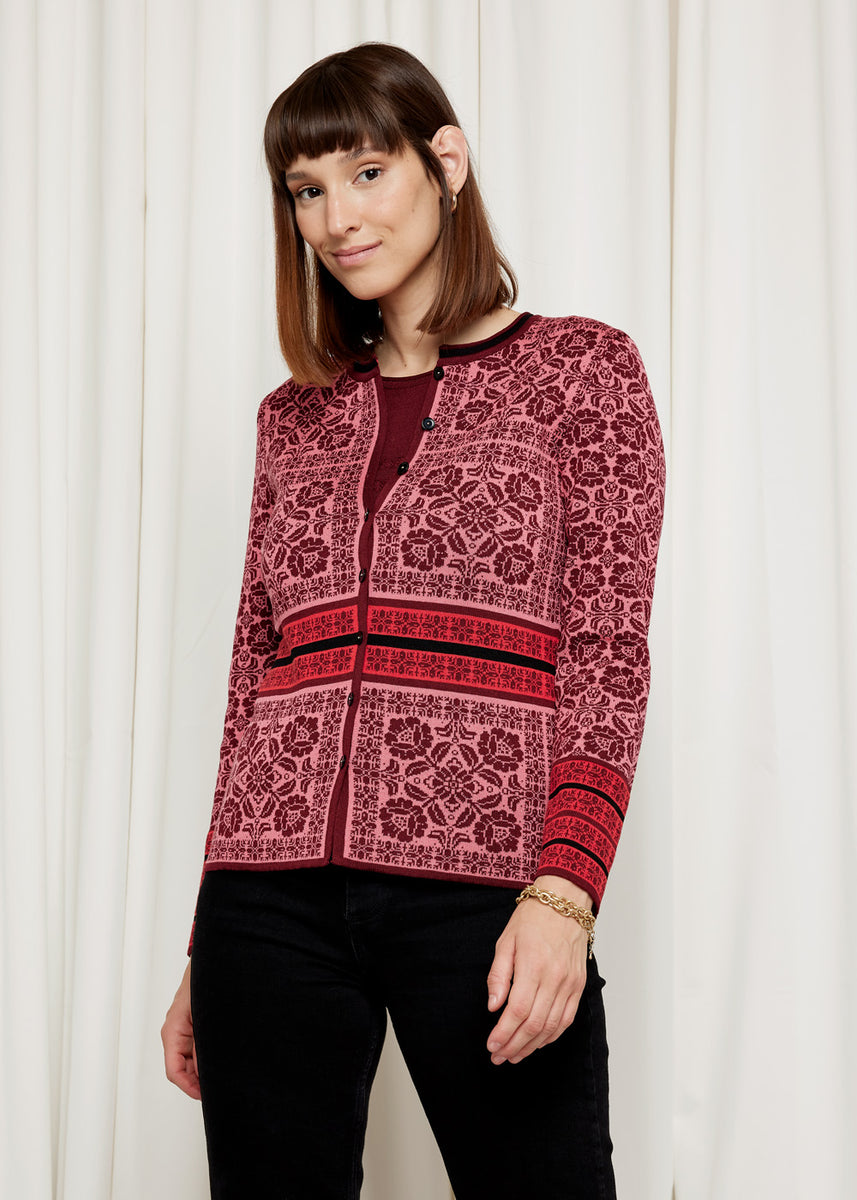 Neu! Oleana Cardigan Oksana in Bordeaux / Rot OLEANA NORDIC FASHION