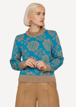 Laden Sie das Bild in den Galerie-Viewer, Oleana Spinning Jenny Pullover in der Farbe Verdigris 616B