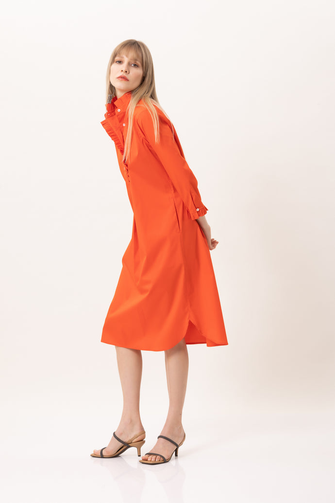 Neu!  NARCISA Hemdblusenkleid Dana in neue Länge +10cm. Farbe Blau und Orange