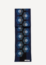 Laden Sie das Bild in den Galerie-Viewer, Neu! Oleana Risograph Schal in Blautöne mit Akzenten in Schwarz und Grau
