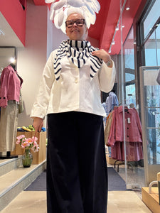 Limitiert- Dreieckstuch klein aus Cashmere in Streifen blau und weiss