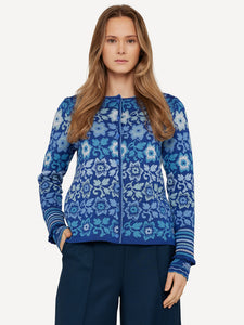 Neue Farbstellung! Oleana Flower and flounce Cardigan in Light blue