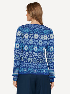 Neue Farbstellung! Oleana Flower and flounce Cardigan in Light blue