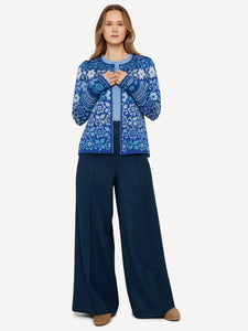 Neue Farbstellung! Oleana Flower and flounce Cardigan in Light blue