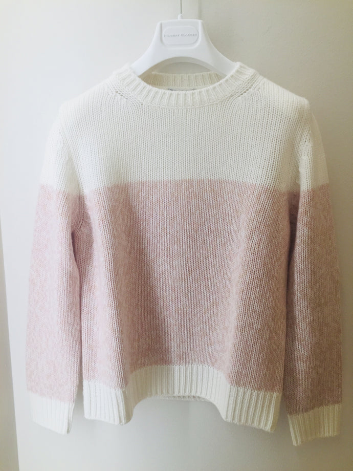 Neu! Pullover von Hubert Gasser in der Farbe Weiß mit Rosé/Beige