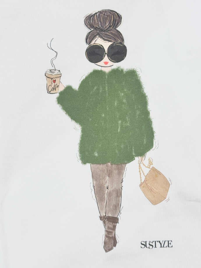Neu! T-Shirt Furjacket Green in Weiß von SuStyle