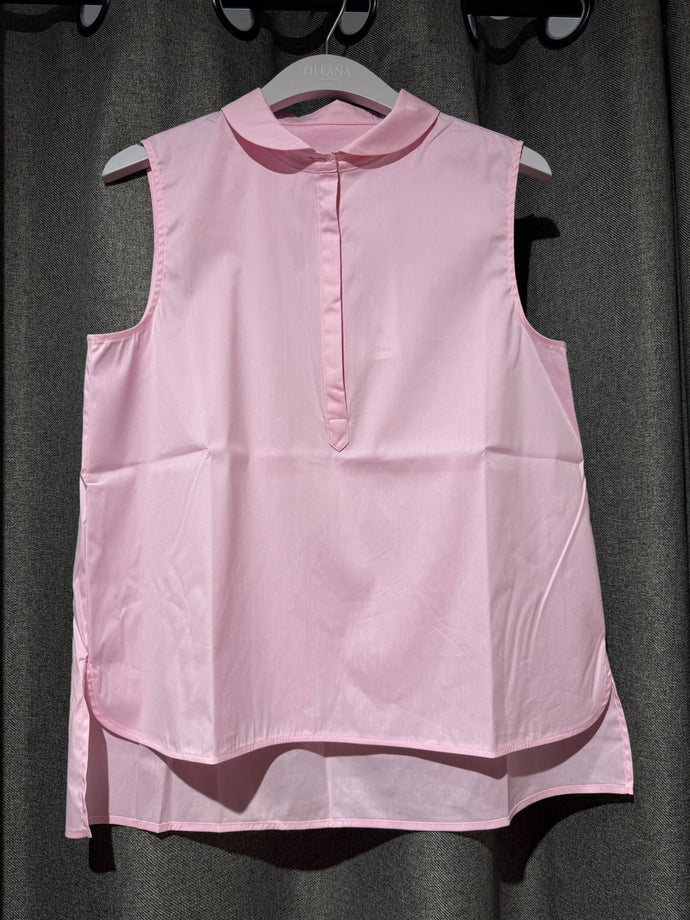 NARCISA ärmellose Bluse in Rosa oder Khaki mit Bubikragen