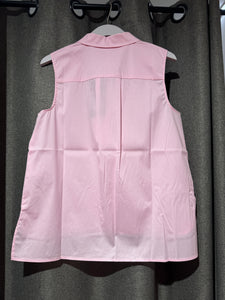 NARCISA ärmellose Bluse in Rosa oder Khaki mit Bubikragen
