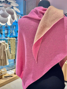 Dreieckstuch aus Cashmere in Rosé und Absinth