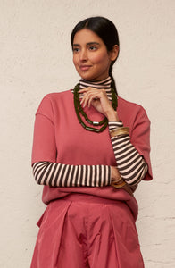 NIU Turtle Neck Shirt in der Farbe Quartzmit Lurex Streifen in der Farbe Quartz