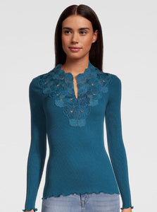 Oscalito Langarm Shirt mit Spitzen Details