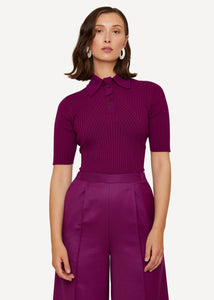 Oleana Odd button Poloshirt in der Farbe Deep phlox